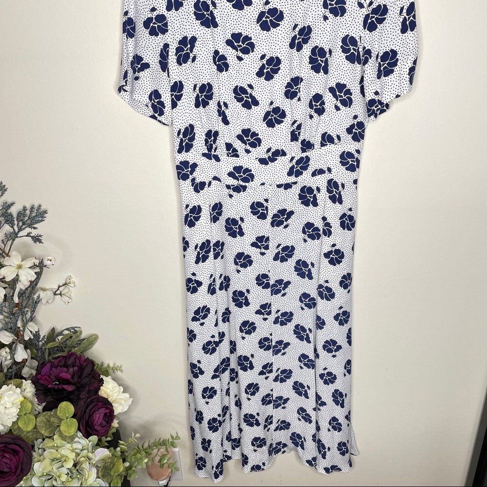 Boden White Dress with Navy Floral Print - Picture 4 of 8